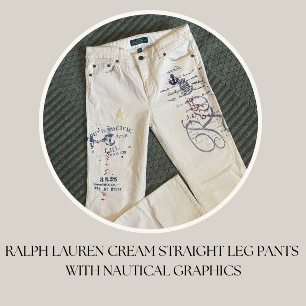 Ralph Lauren Cream Pants with Nautical Design
